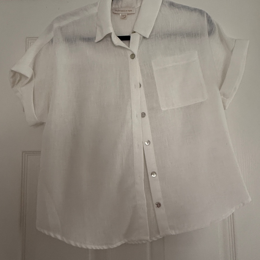 Monteau white Casual Button Down Shirt